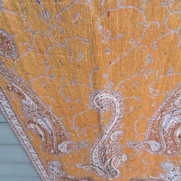 Denim Blue Brown Gold Pashmina & Skilk Pashmina - Picture 6 of 15